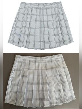 Olivaceous Plaid High-Waisted Pleated Mini Skirt
